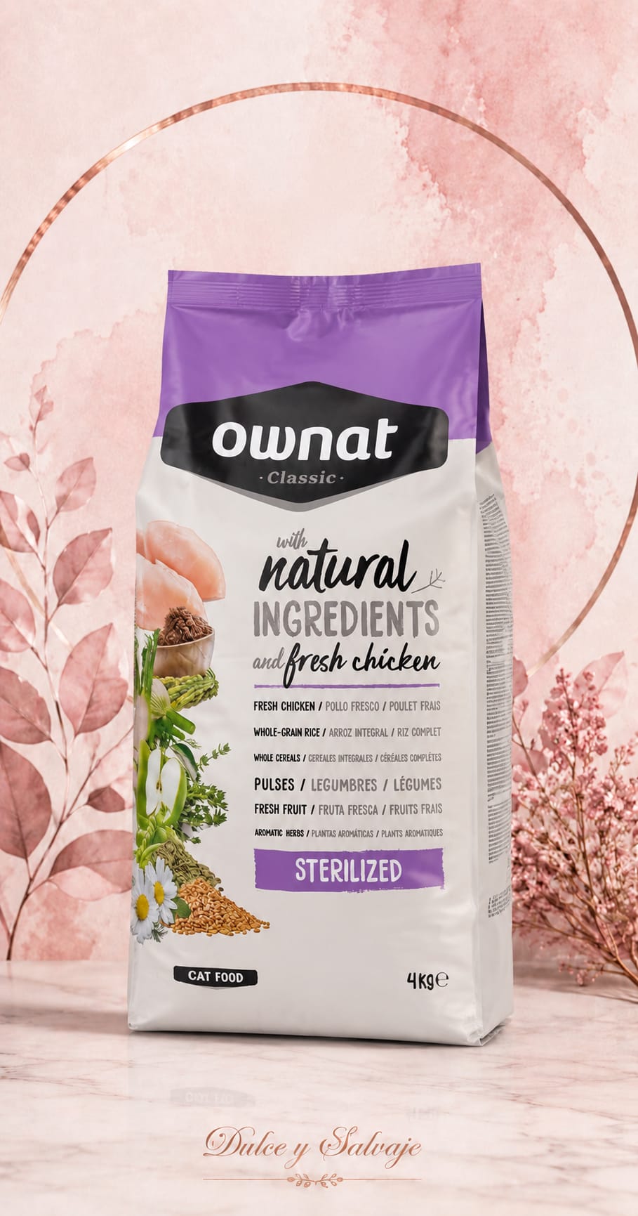 saco de comida Ownat Sterilized de pollo
