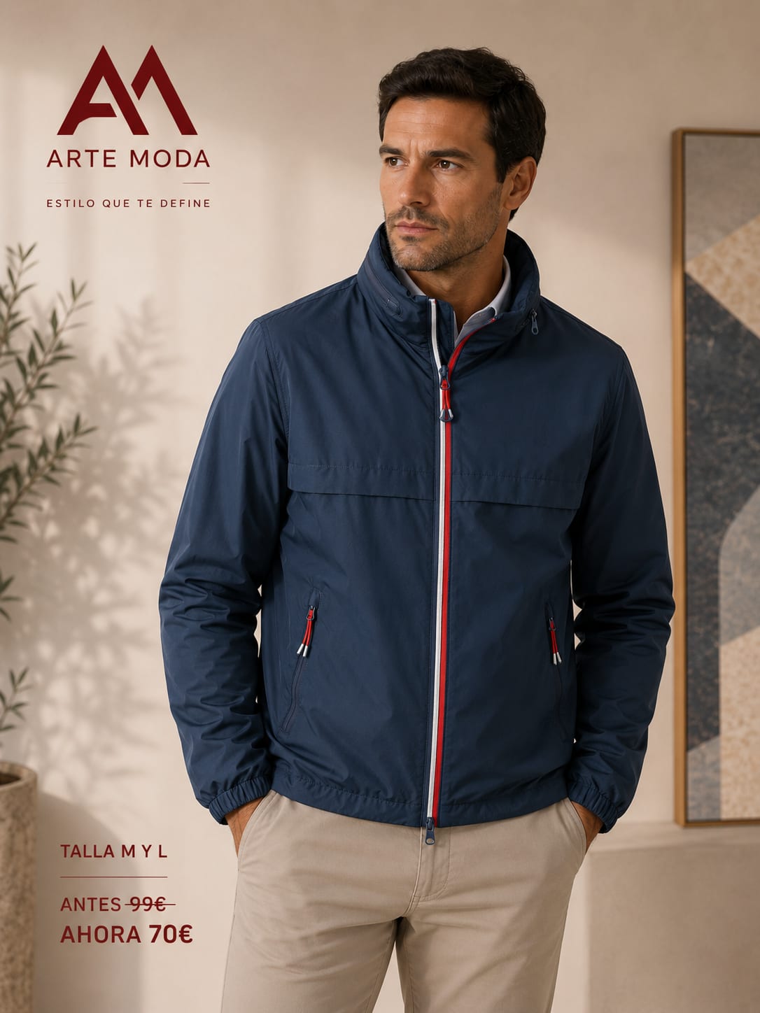 Chaqueta de hombre en azul marino, ligera y versátil