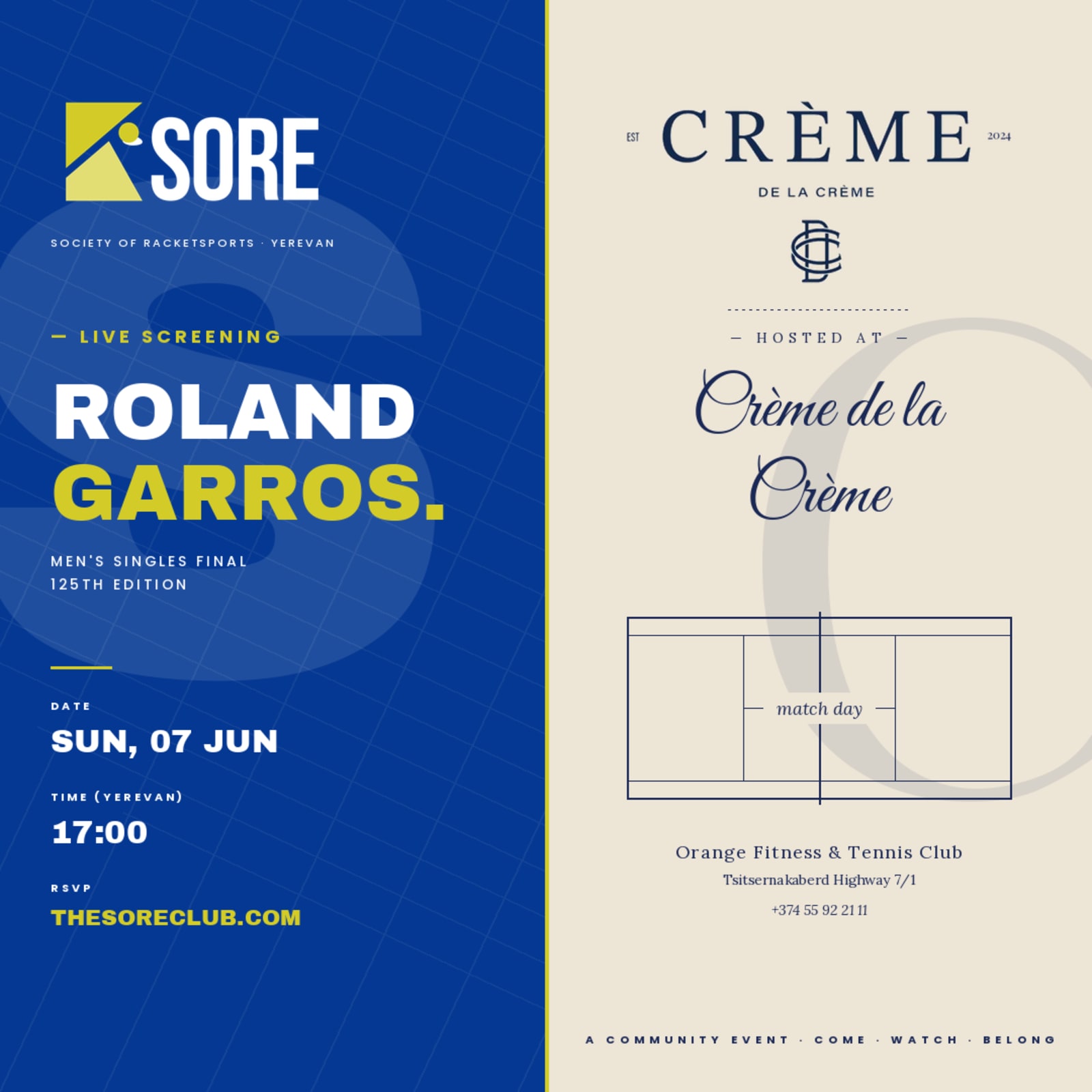 SORE x Roland Garros Final Screening