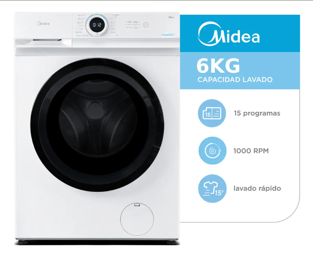 Lavarropas Midea Inverter 6K Blanco