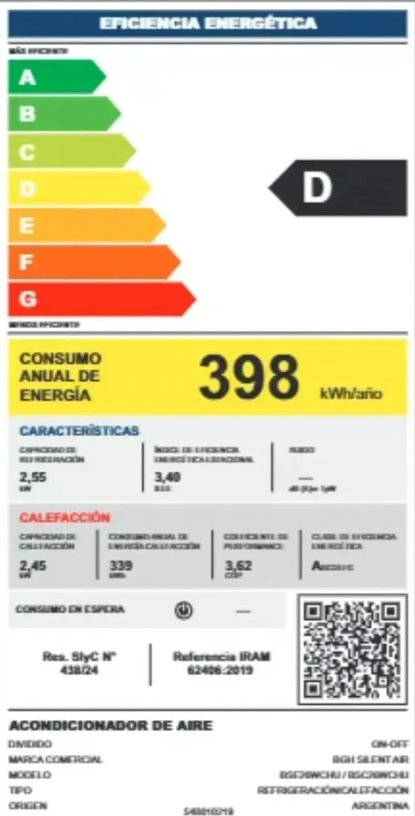 Aire acondicionado BGH 2550
