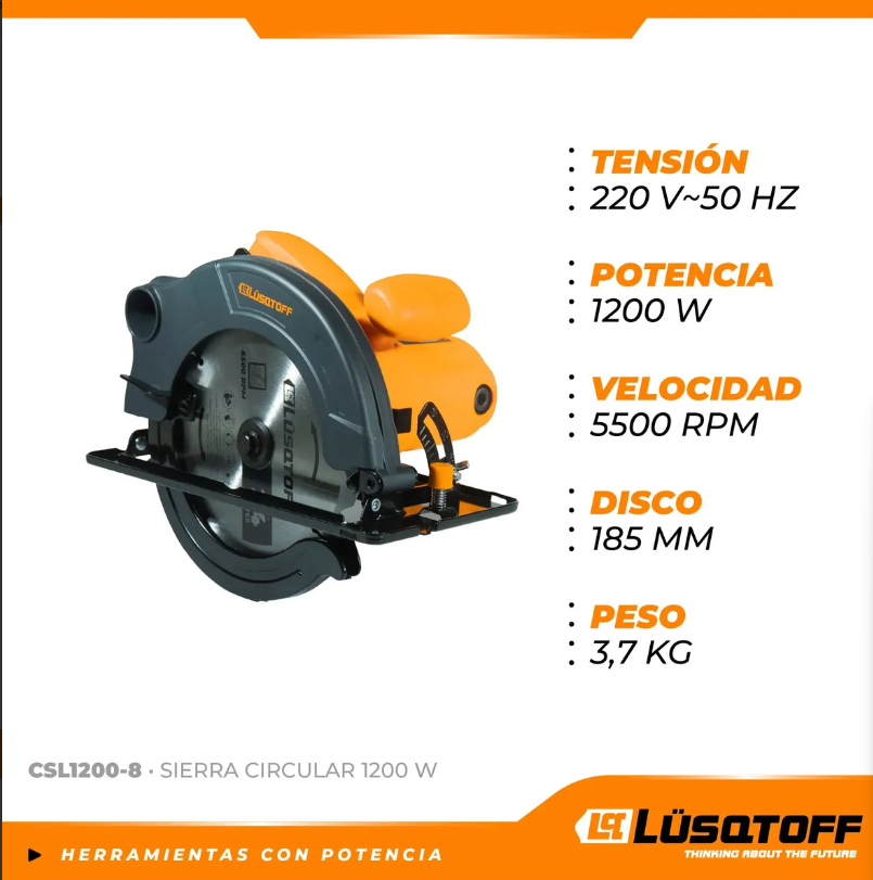 Sierra Circular Lusqtoff CSL1200-8 De 185mm 1200w 5500RPM