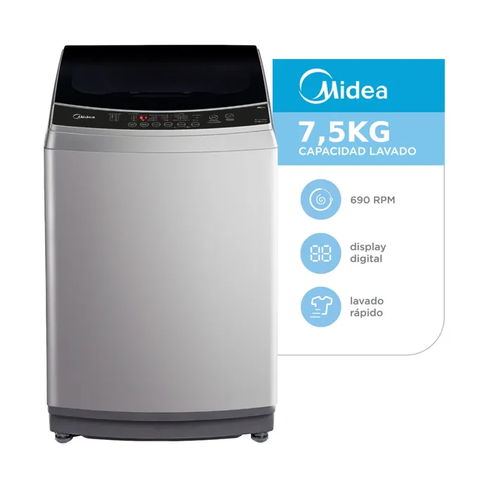 lavarropas automatico midea carga superior 7,5 kilos