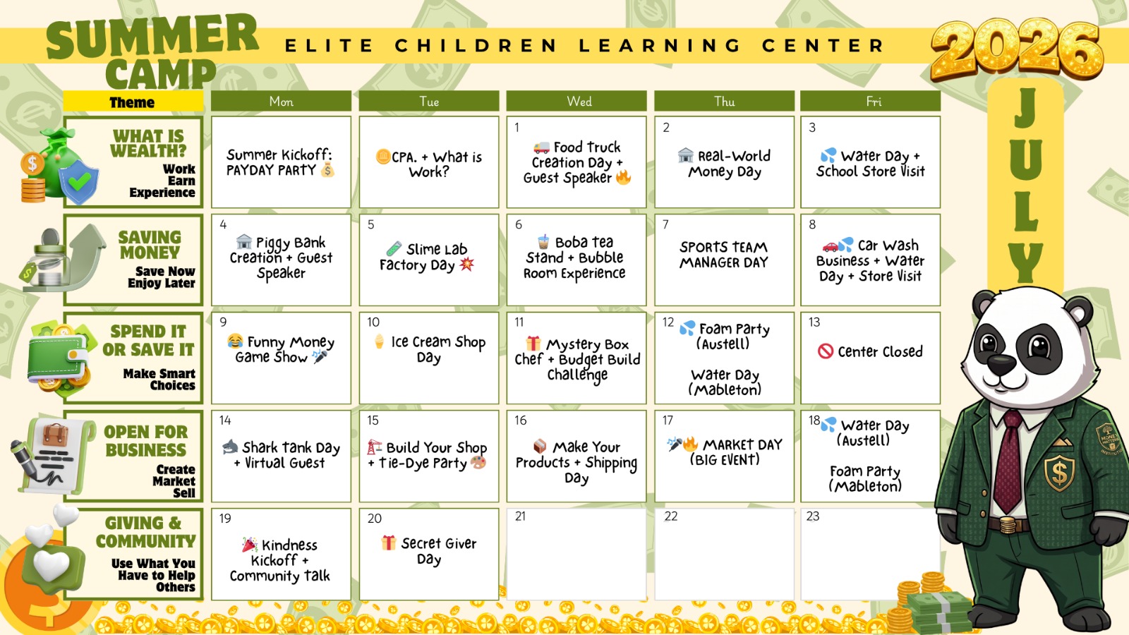 Summer camp activity calendar image 2