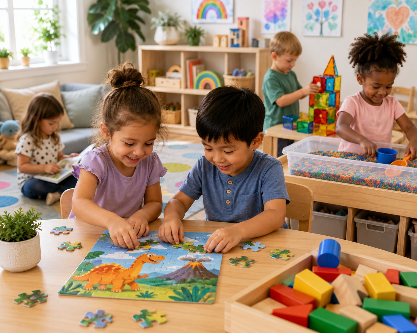 Children learning through hands-on play and discovery