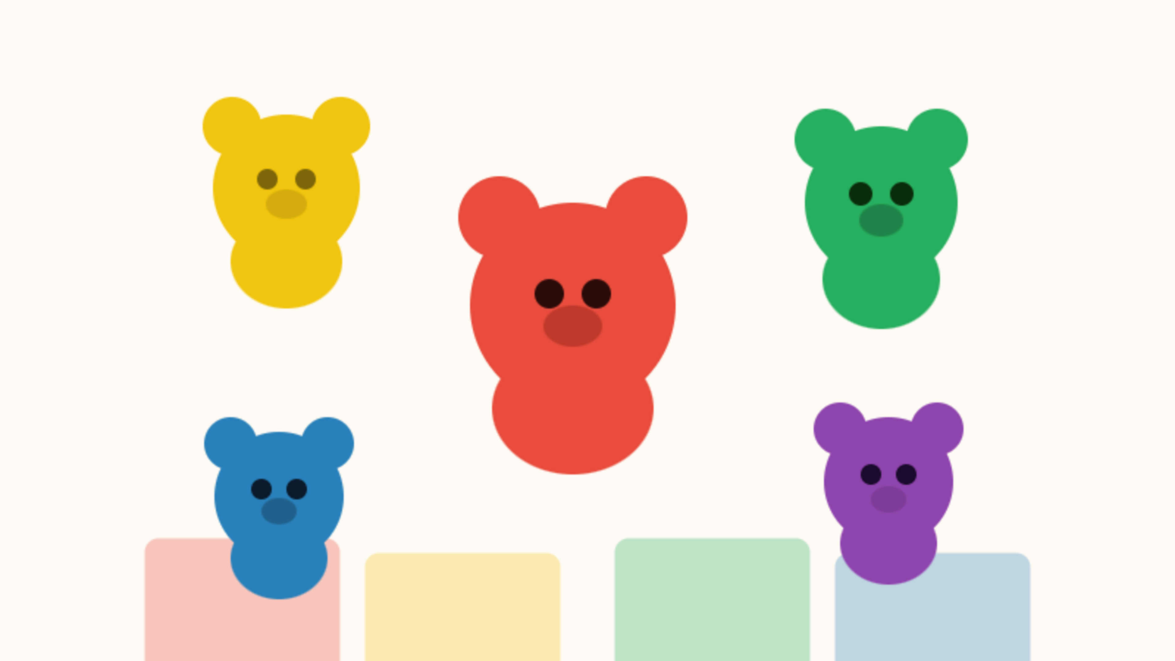 Colourful counting bears for early math play on a living-room rug