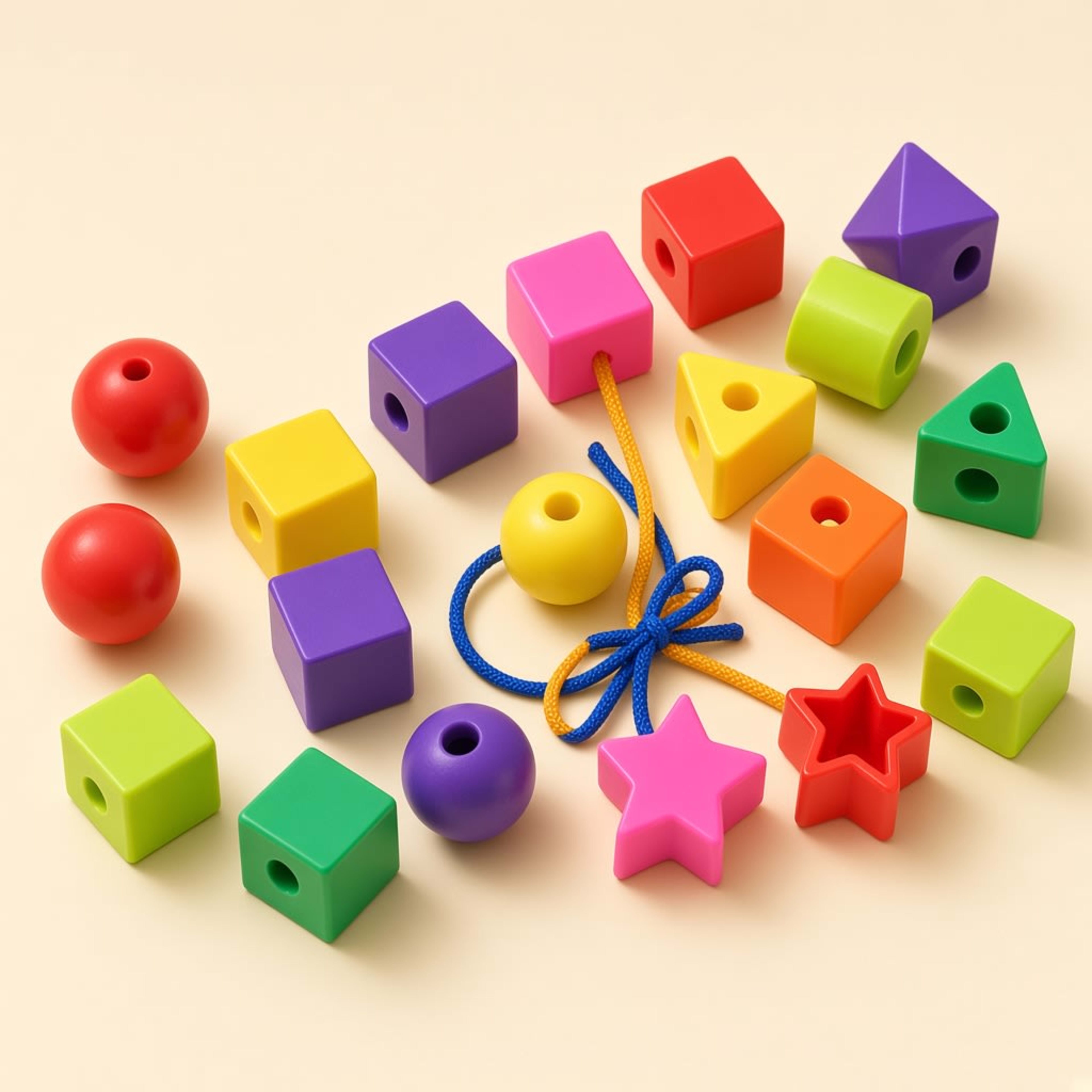 Letter & Number Threading Blocks — Motor educational toy for ages 3–6 yrs