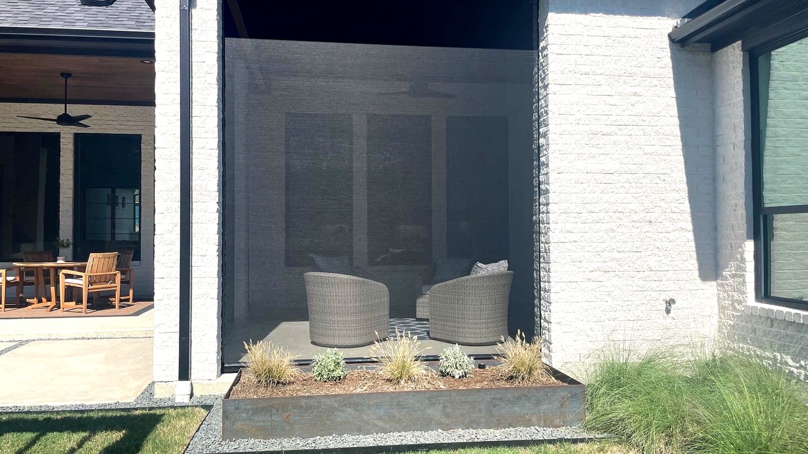 Bug-Proof Patio — V-Track motorized patio screens