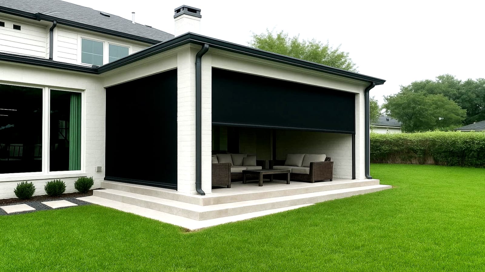 V-Track patio motorized screen marketing photo