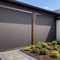 V-Track solar shade screen installed on patio
