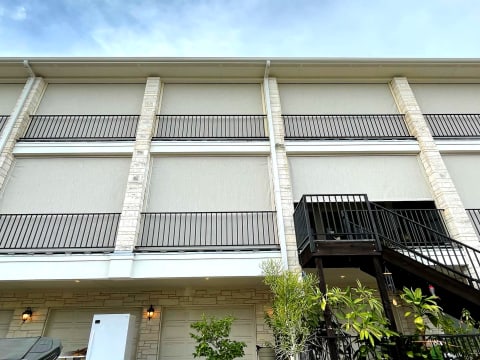 V-Track motorized patio screen clean installation