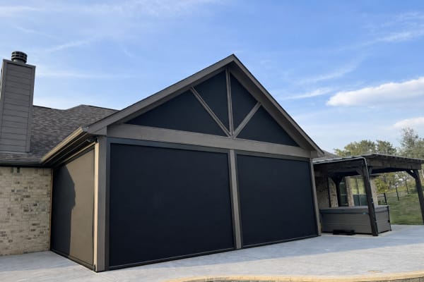 Motorized patio screen installation near Irving