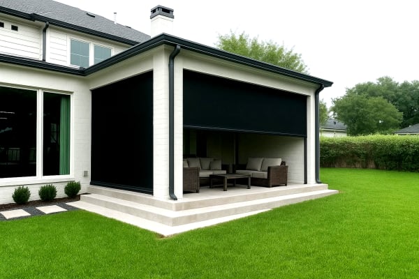 Motorized patio screen installation near Pearland