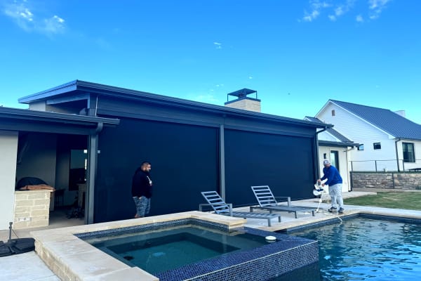 Motorized patio screen installation near Dallas