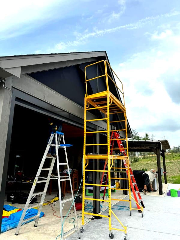V-Track motorized screen gable installation