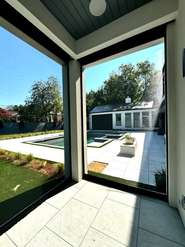 V-Track insect screen on corner installation