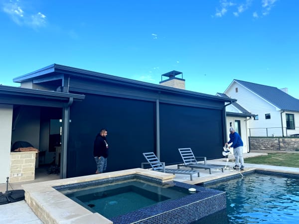 V-Track motorized screen pool installation