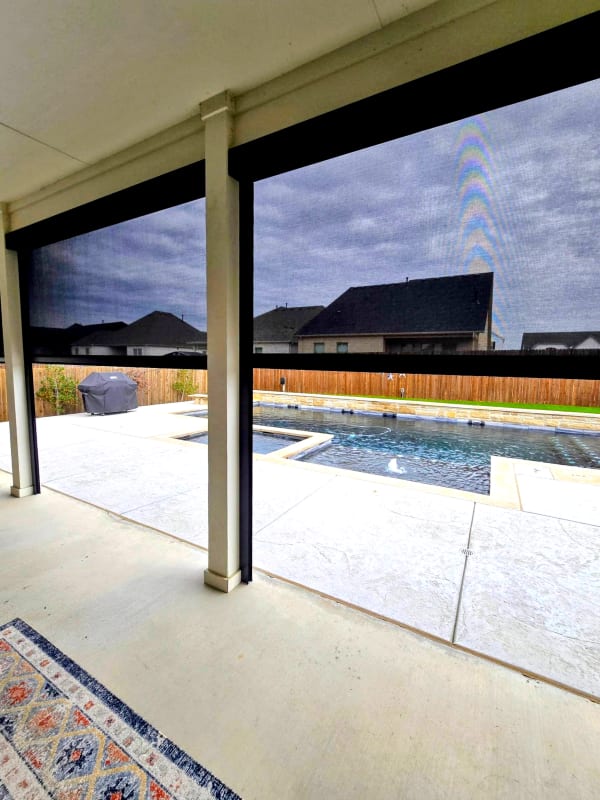 V-Track poolside motorized screen