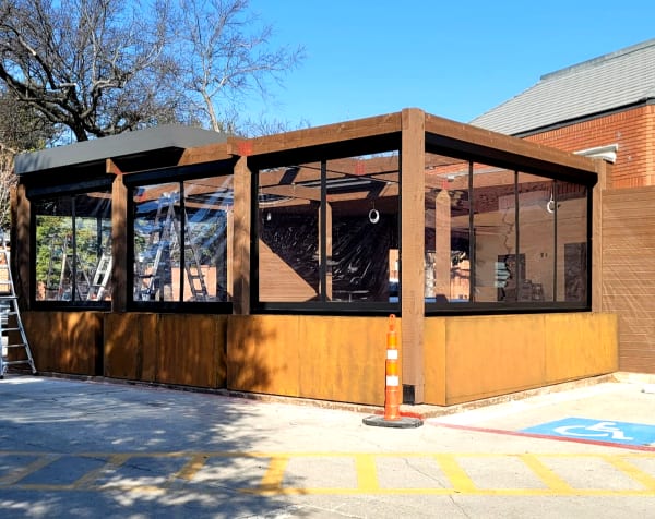 Motorized patio screen installation near San Antonio