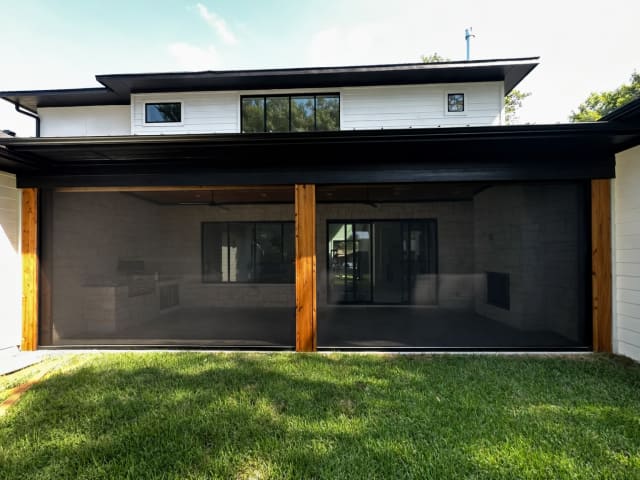 V-Track screen system on gazebo in Denton