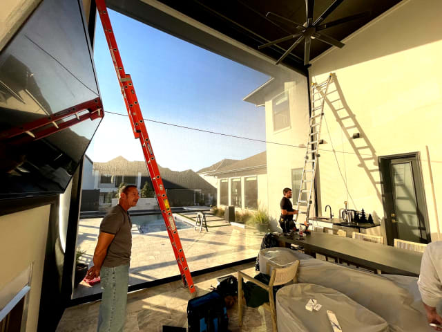 V-Track screen system on covered patio in Tampa