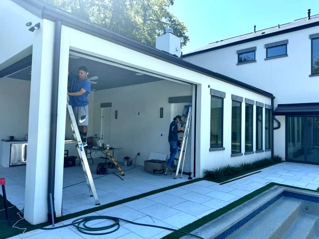 V-Track screen system on covered patio in Grapevine