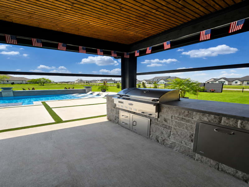 V-Track solar shade screens on a covered patio in Lake Charles, Louisiana