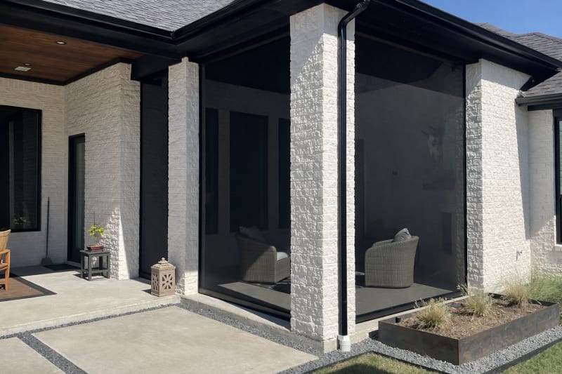 V-Track covered porch enclosure in Houston, Texas