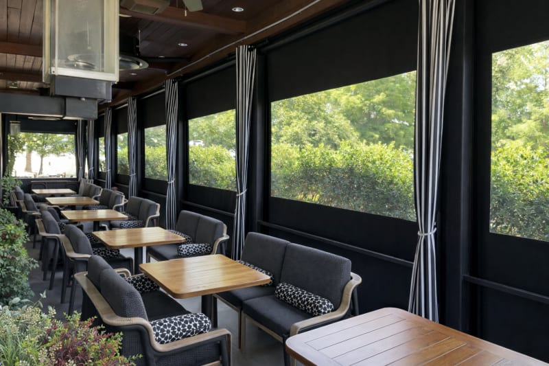 V-Track restaurant patio screens in New Braunfels, Texas