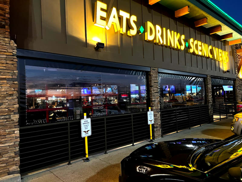 V-Track restaurant motorized screen installation