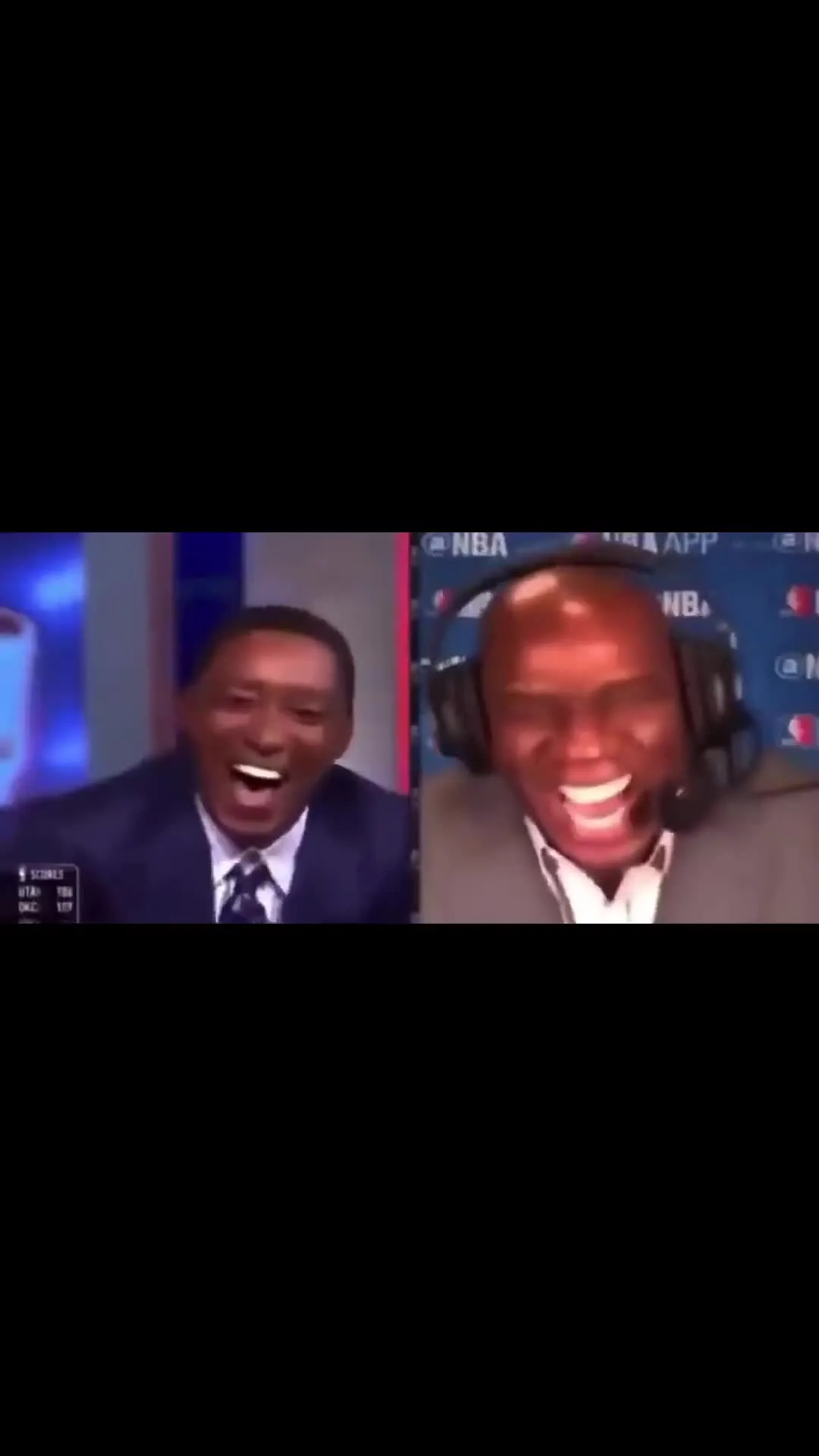 Isiah Thomas and Magic Johnson Laughing Together