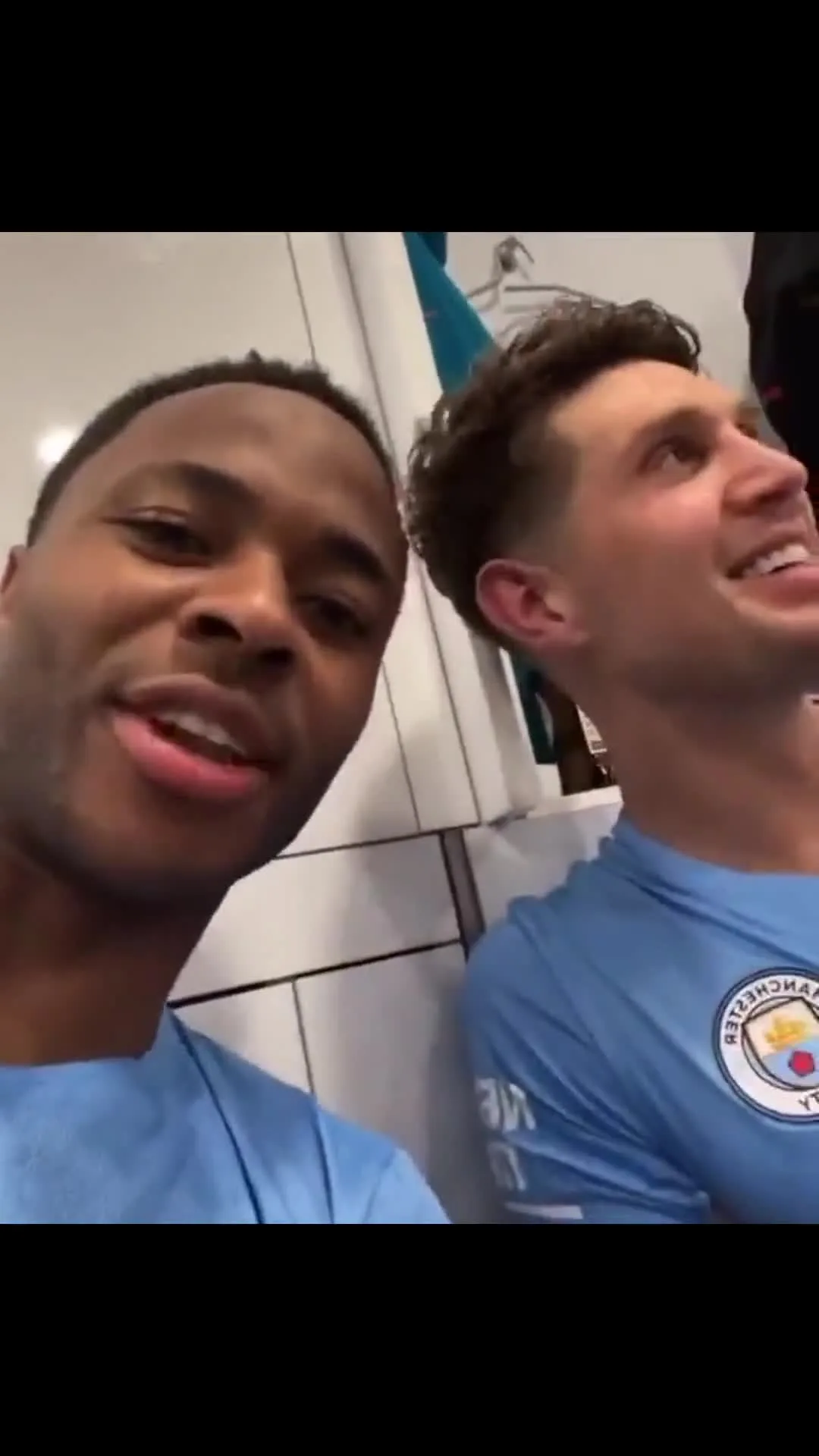 Raheem Sterling and John Stones Jamaican accent selfie