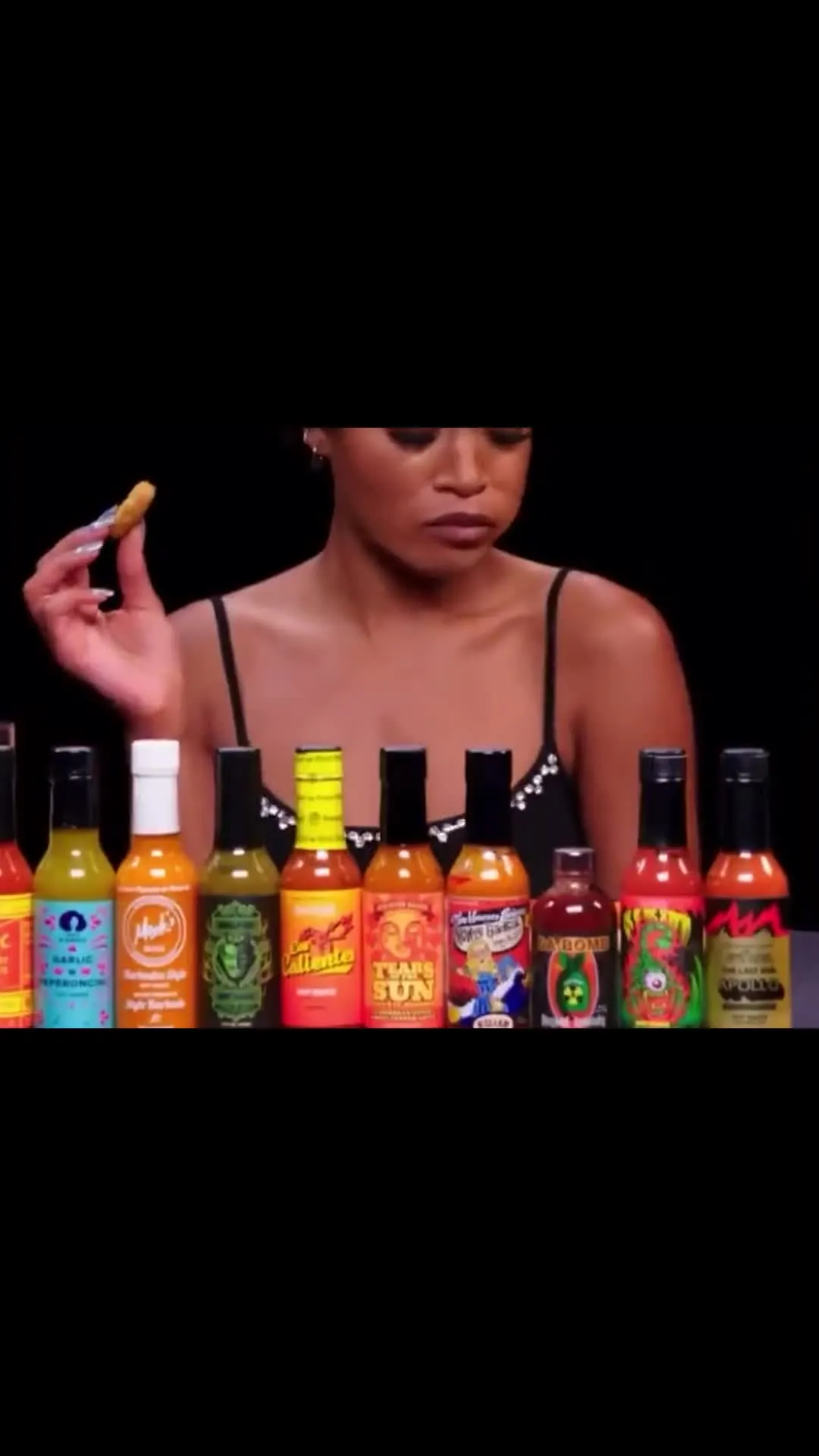 Keke Palmer Hot Ones Contemplating Wing