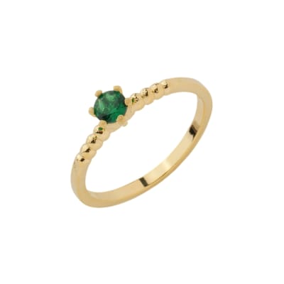 Anel Solitária Zircônia Verde Esmeralda