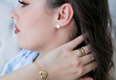 Pulseira Elos com Coração Dourado