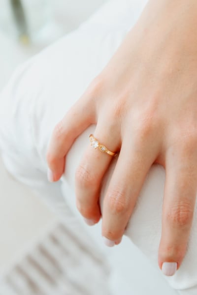 Anel Trilogia Zircônia Oval Cristal