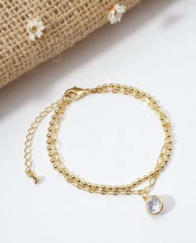 Pulseira Dupla Esferas & Cartier com Zircônia
