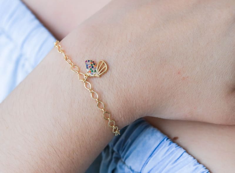 Pulseira Elos com Pingente Borboleta Cravejada banhada a ouro 18k — TK Semijoias