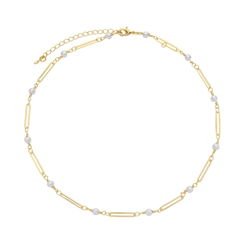 Colar Choker Paperclip com Pérolas banhada a ouro 18k — TK Semijoias