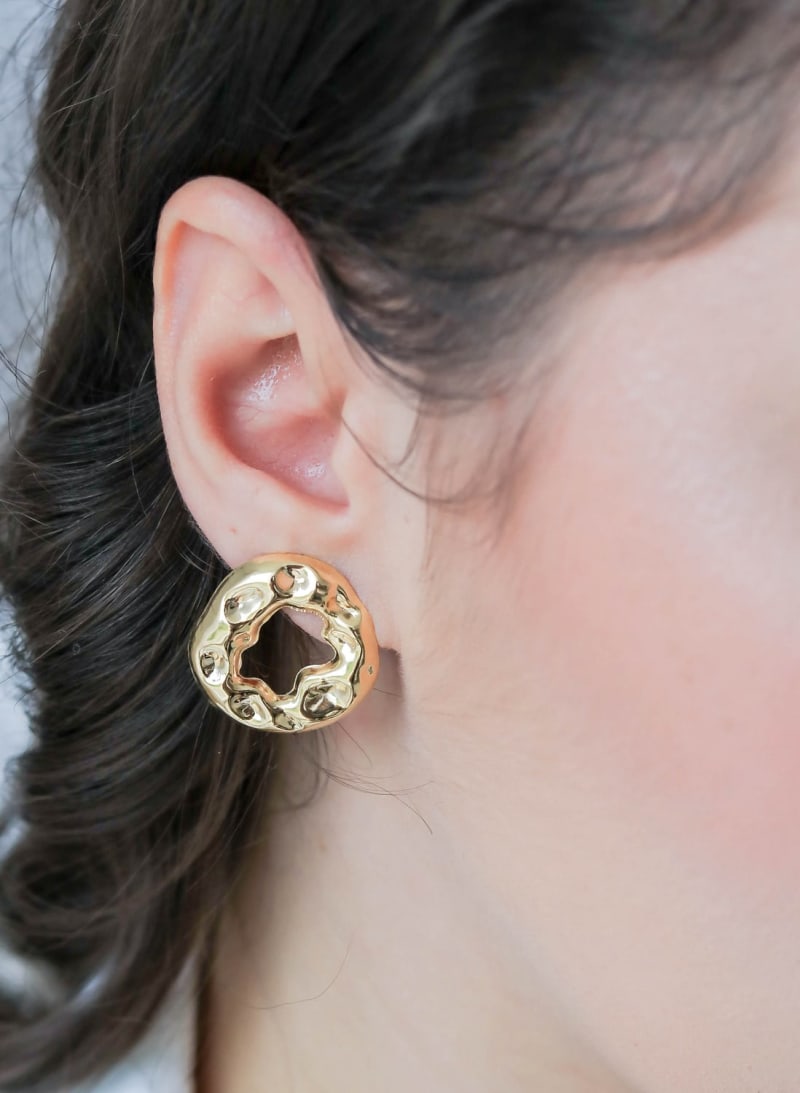 Brinco Argola Grande Malha Trançada banhada a ouro 18k — TK Semijoias