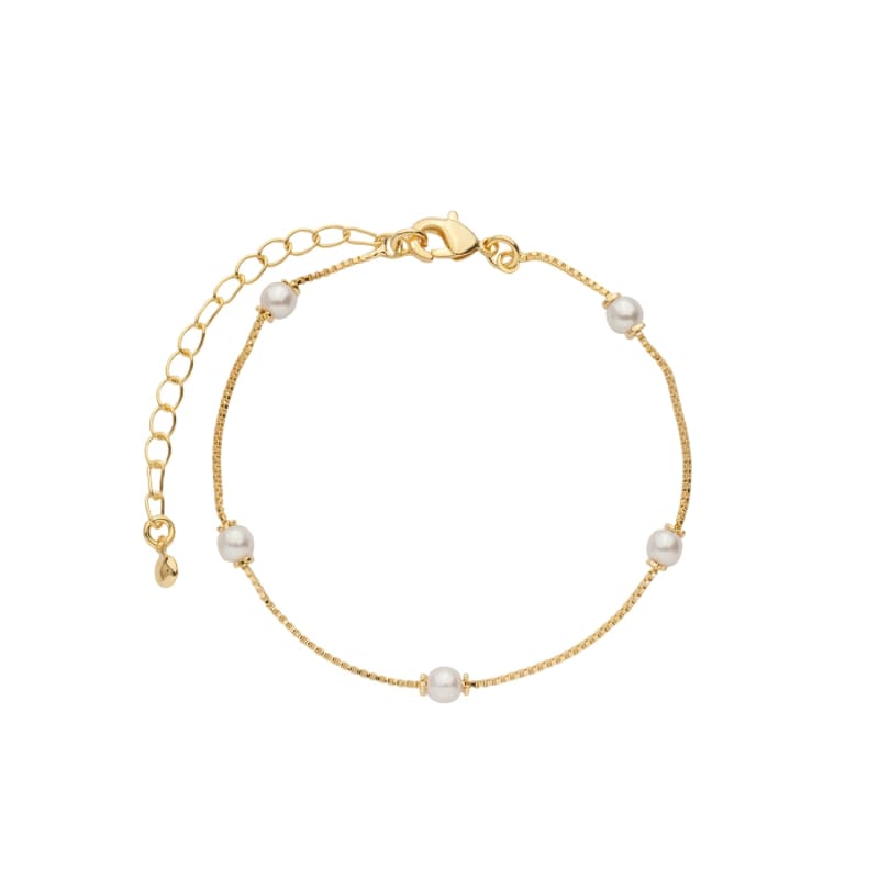 Pulseira Corrente Veneziana Três Pérolas banhada a ouro 18k — TK Semijoias