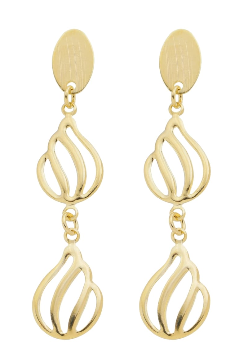 Brinco Oval com Gotinhas Trabalhadas banhada a ouro 18k — TK Semijoias