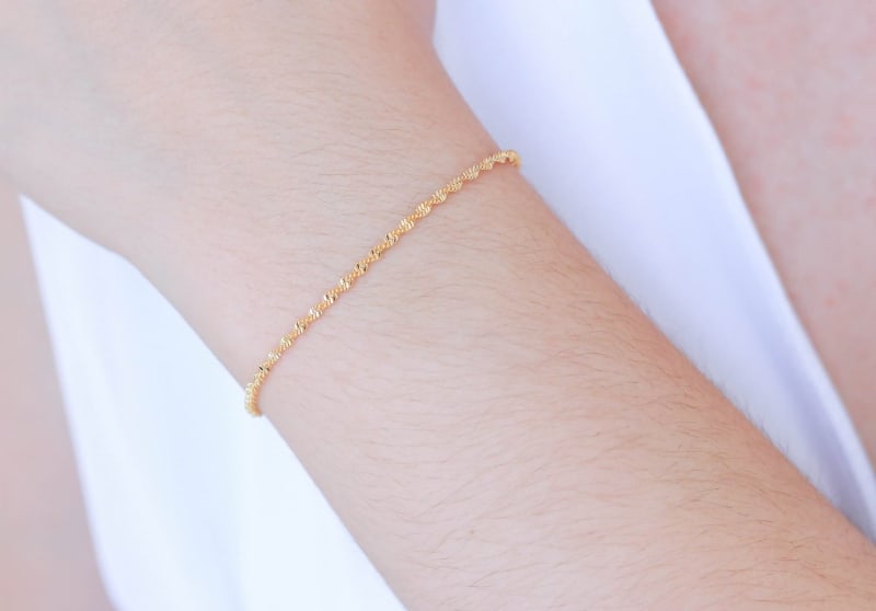Pulseira Cordão Baiano Torcido banhada a ouro 18k — TK Semijoias
