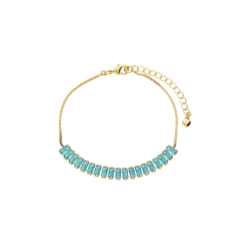 Pulseira Riviera Pedras Baguette Turquesa banhada a ouro 18k — TK Semijoias