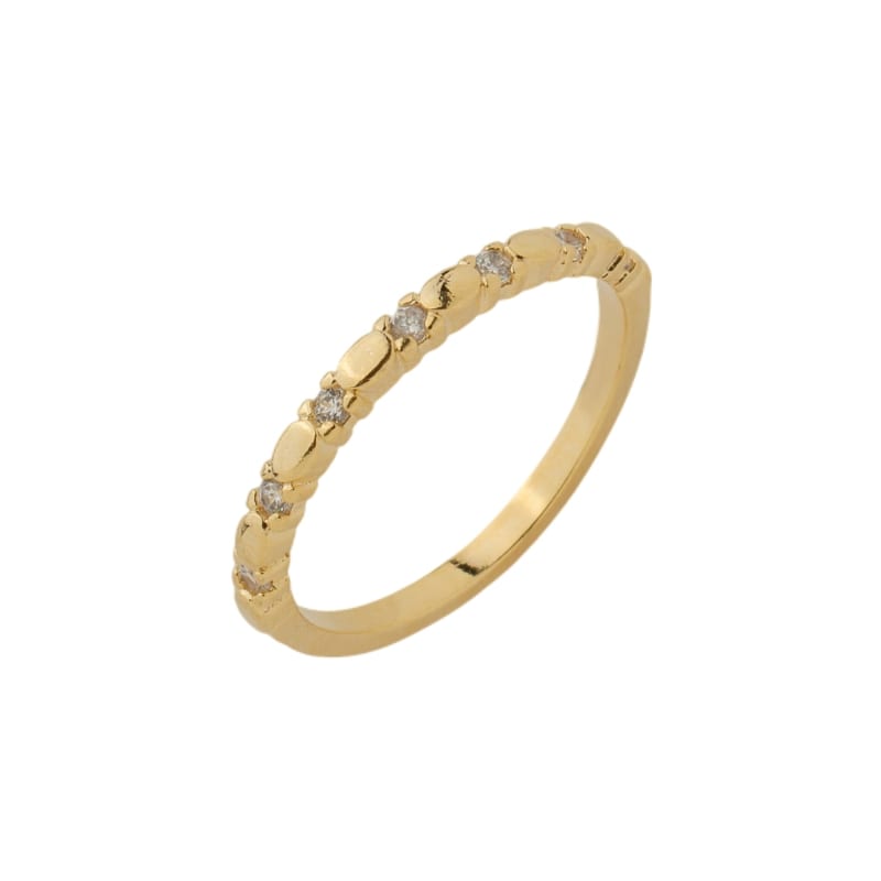 Anel Aliança Zircônias Espaçadas Slim banhada a ouro 18k — TK Semijoias