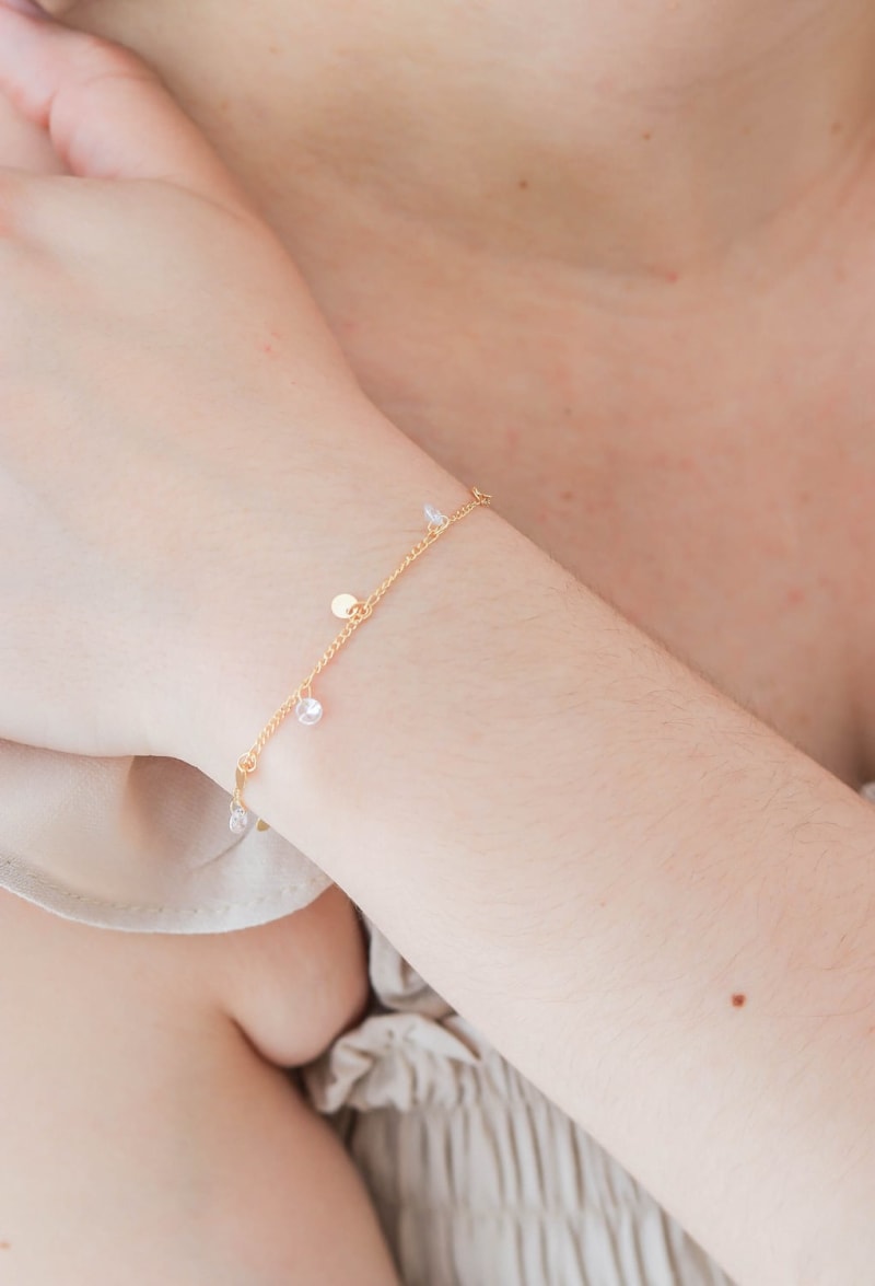 Pulseira Pingentes Zircônia & Círculos banhada a ouro 18k — TK Semijoias