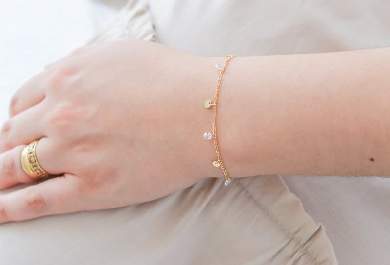 Pulseira Pingentes Zircônia & Círculos banhada a ouro 18k — TK Semijoias