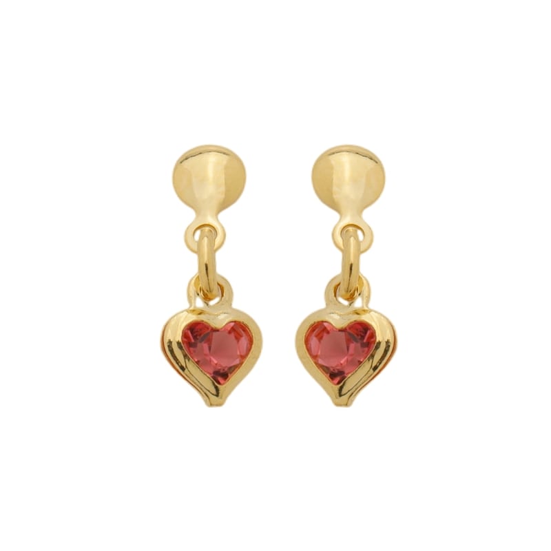 Brinco Pendente Coração Vermelho Esmaltado banhada a ouro 18k — TK Semijoias