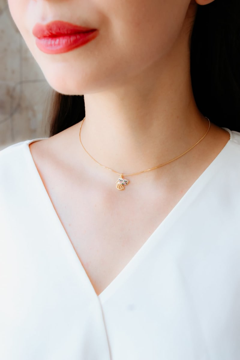 Colar Corrente Pingente Borboleta Colorida banhada a ouro 18k — TK Semijoias