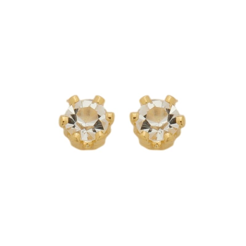 Brinco Solitária Zircônia Cristal Dourado banhada a ouro 18k — TK Semijoias